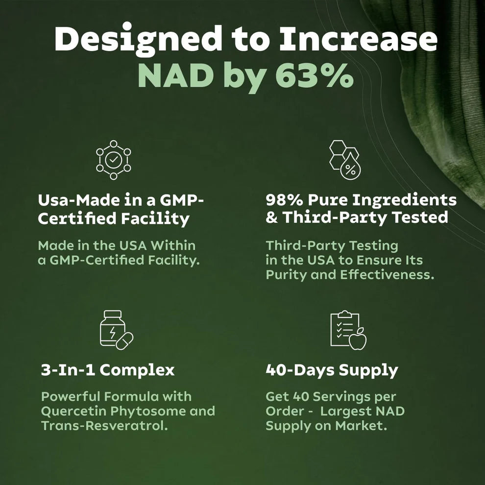 High Purity NAD+ Supplement for Anti-Aging, Energy & Focus