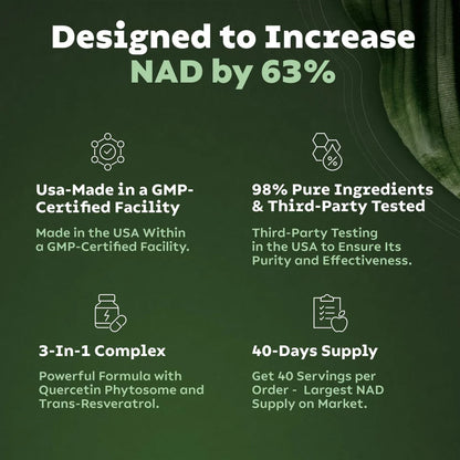 High Purity NAD+ Supplement for Anti-Aging, Energy & Focus